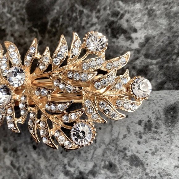 (2 for $10) NWOT Rhinestone / Gold Hair Clip - Picture 2 of 5